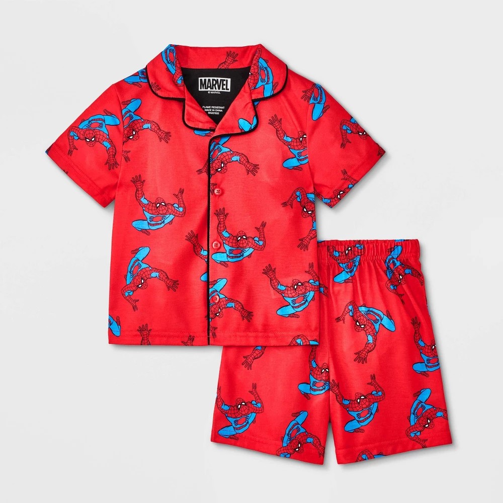 Toddler Boys' 2pc Spider-Man Coat Pajama Set - Red 2T