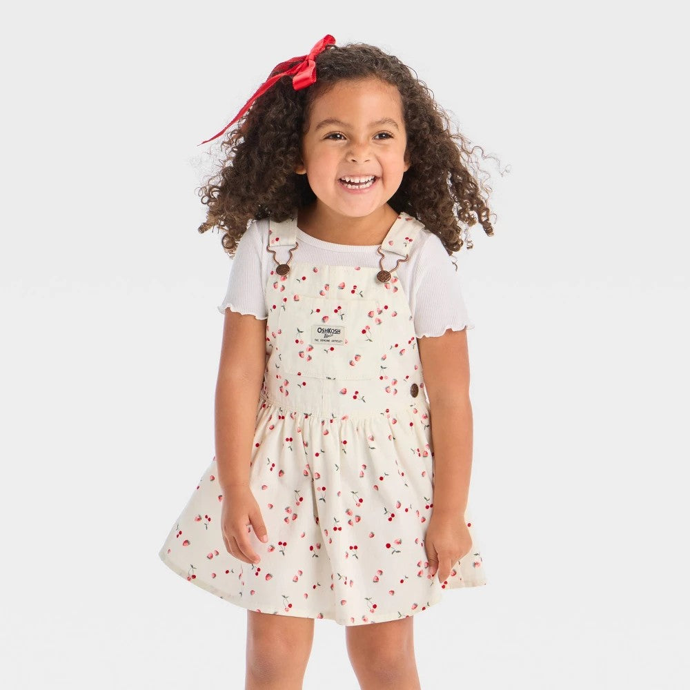 OshKosh B'gosh Toddler Girls' Fruit Printed Shortalls 3T White