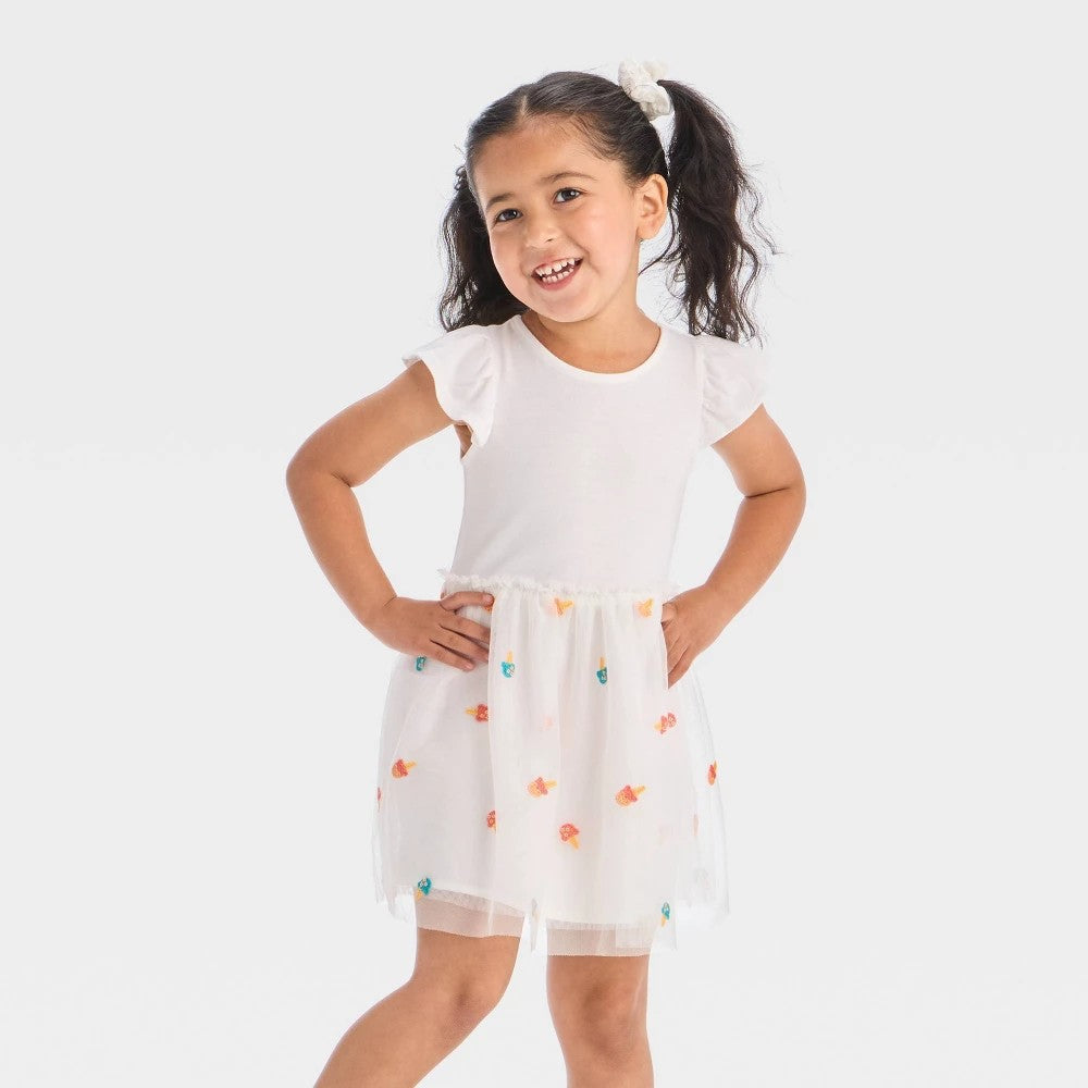 Cat & Jack Toddler Girls' Ice Cream Tulle Dress 2T White