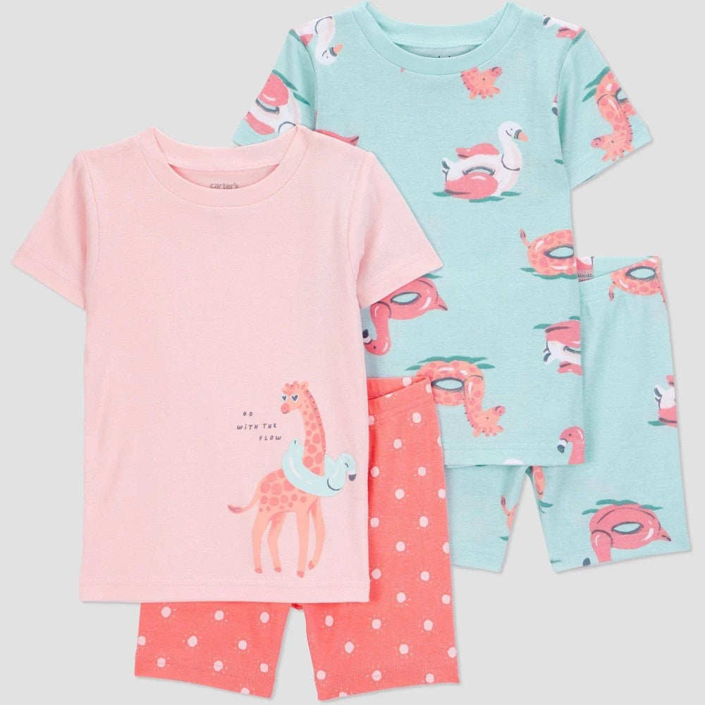 Carter's Toddler Girls' 4pc Cotton Pajamas Giraffes -3T