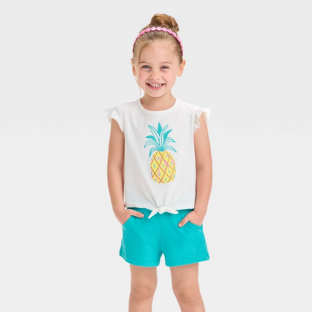 Cat & Jack Toddler Girls' Pineapple T-Shirt & Shorts Set 3T