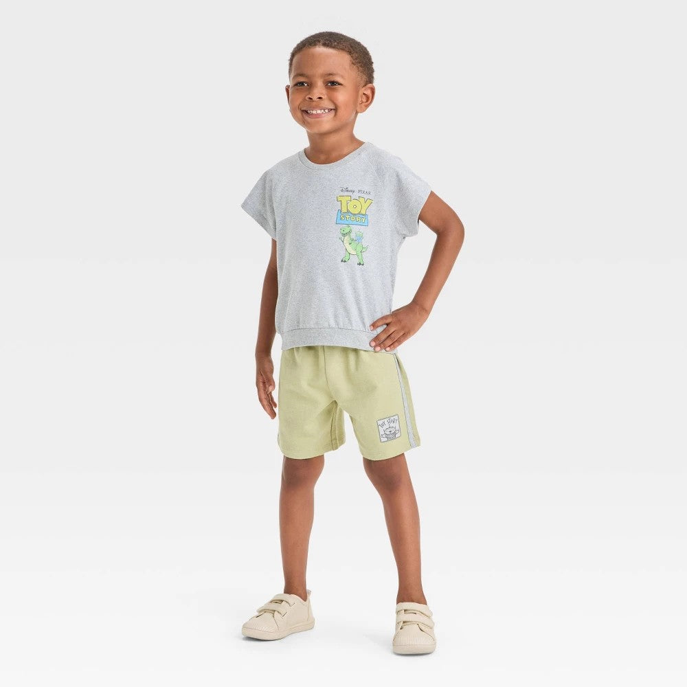 Toddler Boys' 2pc Disney Toy Story Short Sleeve T-Shirt and Shorts Set - Gray 18M
