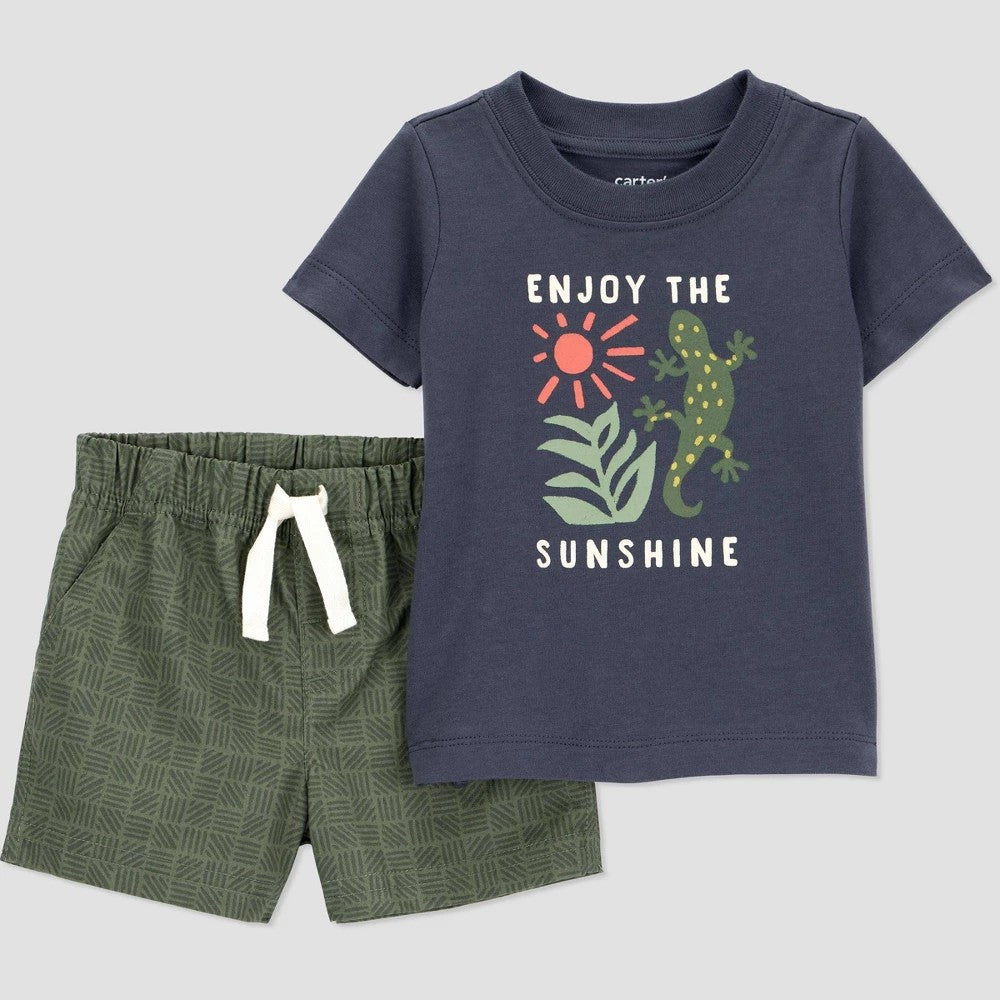 Carter's Baby Boys' 2pc Sunshine Set Olive Gray 3M