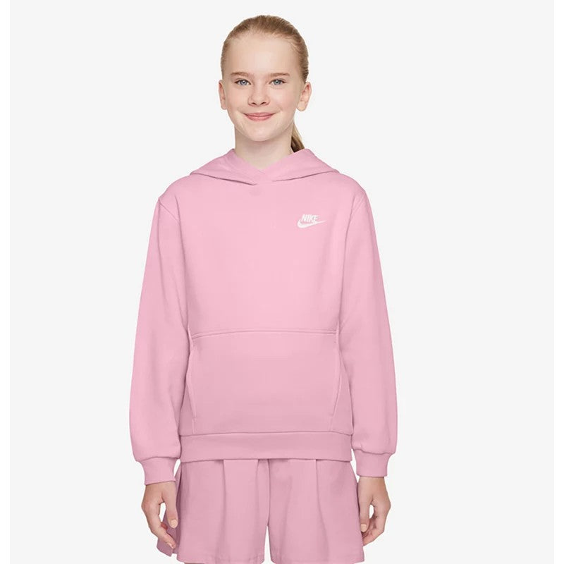 Nike girls Fleece Pullover Hoodie, Soft Pink LG (14-16)