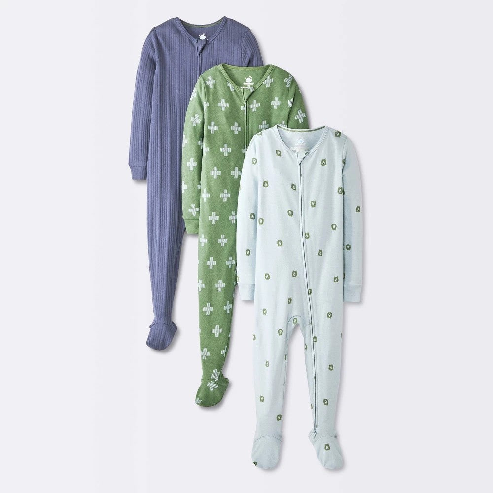 Cloud Island Baby Boys' 3pk Sleep N' Play Blue/Green 18M