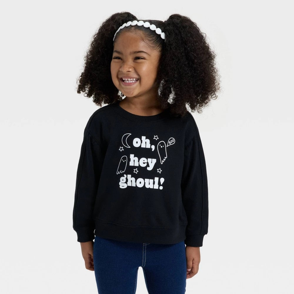 Cat & Jack Toddler Girls' Halloween Pullover Black 5T