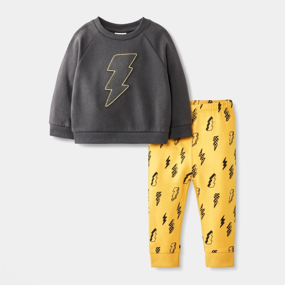 Cat & Jack Baby Boys' 2pc Fleece Set Gray 12M