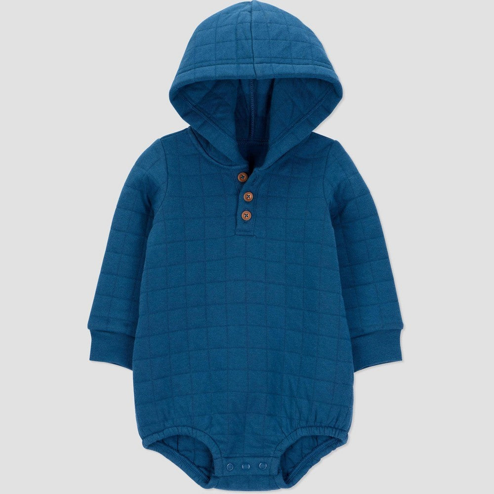Carter's Quilted Hooded Romper - Blue, Newborn boys