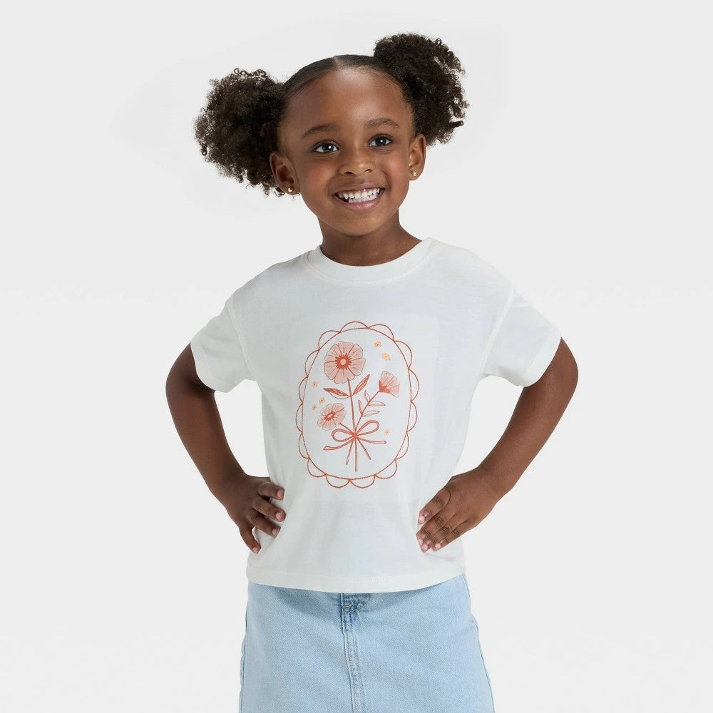 Cat & Jack Toddler Girls' Short Sleeve T-Shirt, 18M Cream
