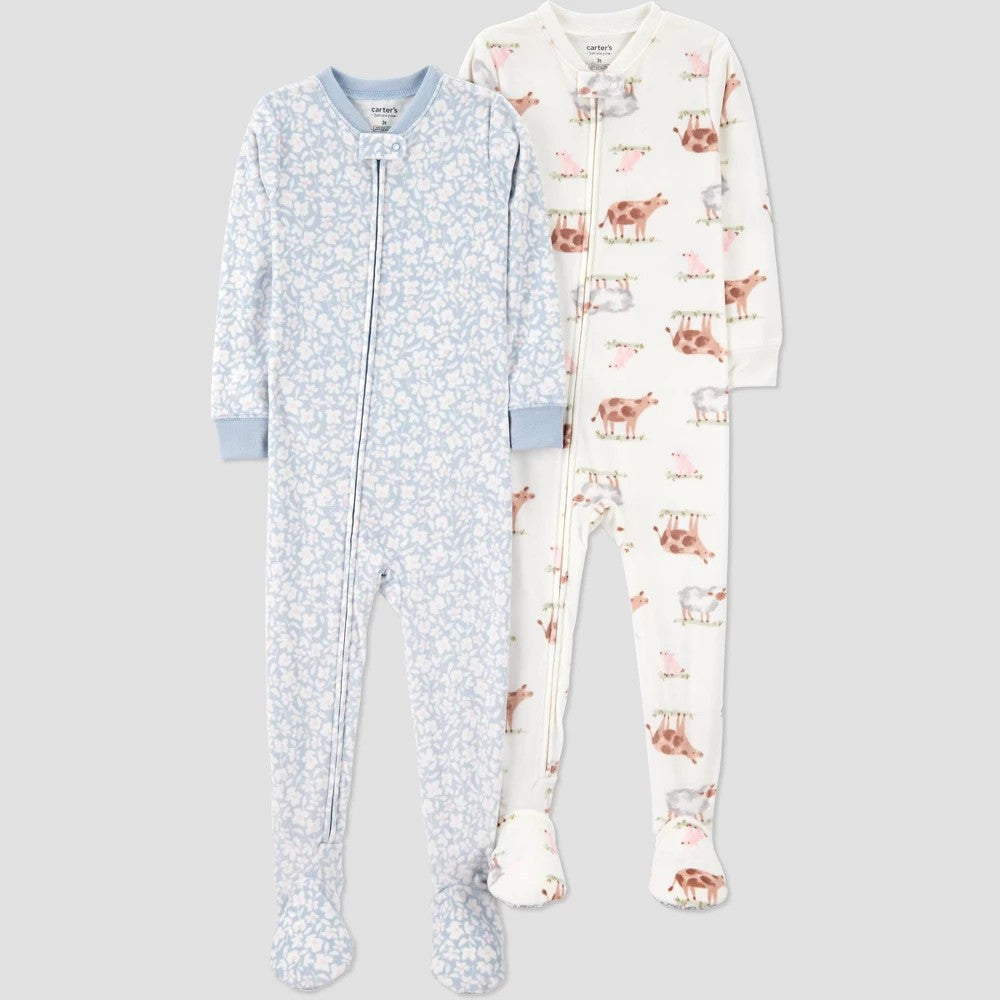 Carter's Toddler Girls' 2pk Footed Pajamas Size 4T