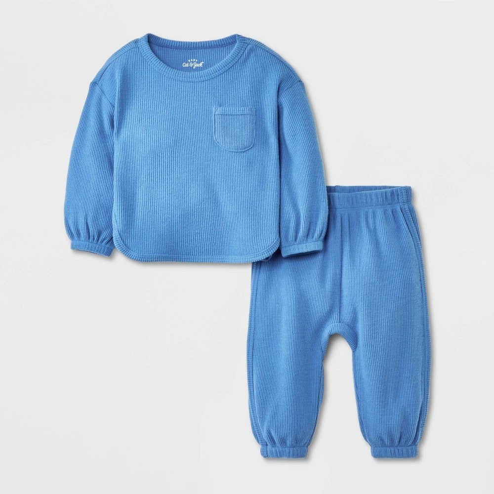 Cat & Jack Baby Boys' Thermal Set, Blue 0-3M