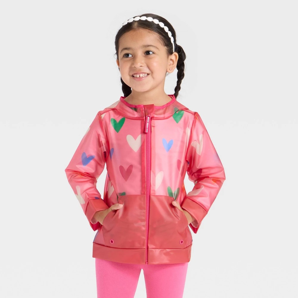 Cat & Jack Toddler Girls' Heart Printed Rain Jacket Size 18M