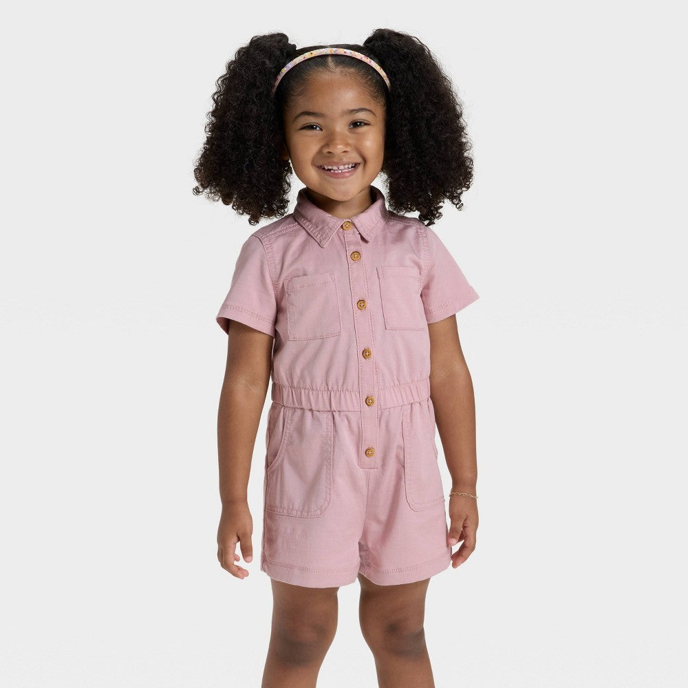 Cat & Jack Toddler Girls' Utility Romper Light Mauve 2T