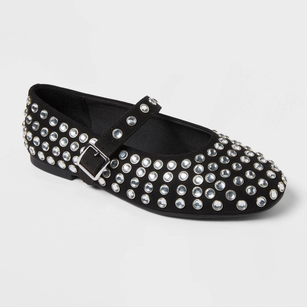 Art Class girl Toree Rhinestone Ballet Flats Size 1 Black