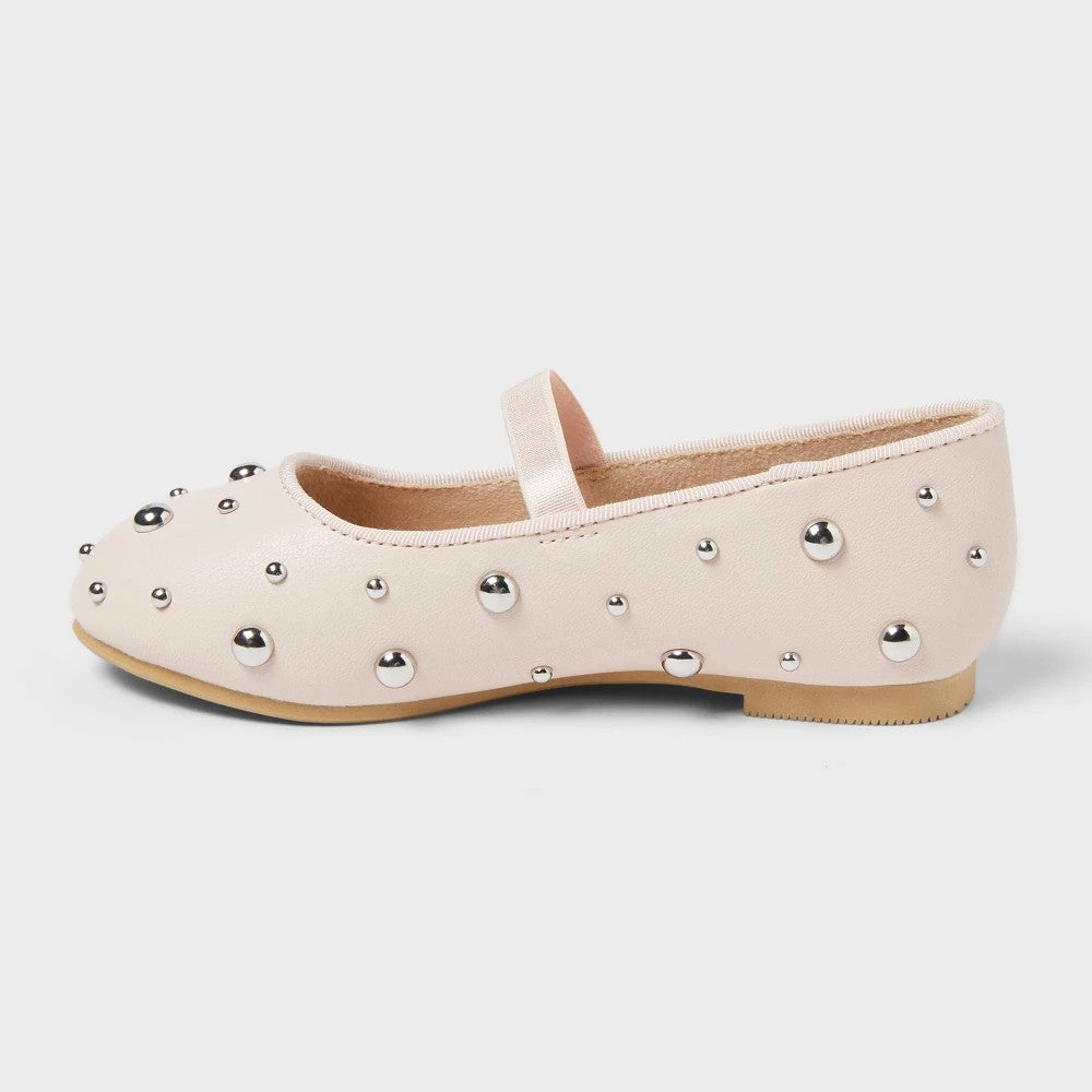 Toddler Heather Stud Ballet Flats - Cat & Jack™ Blush 12T: Slip-on, Memory Foam Insole, Flexible TPR Outsole, Closed Round Toe - Girl