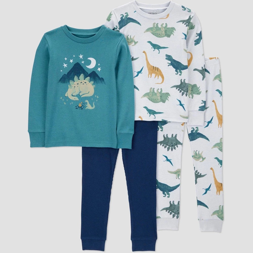 Carter's Toddler Boys' 4pc Dinosaur Pajama Set 12M Teal/Navy