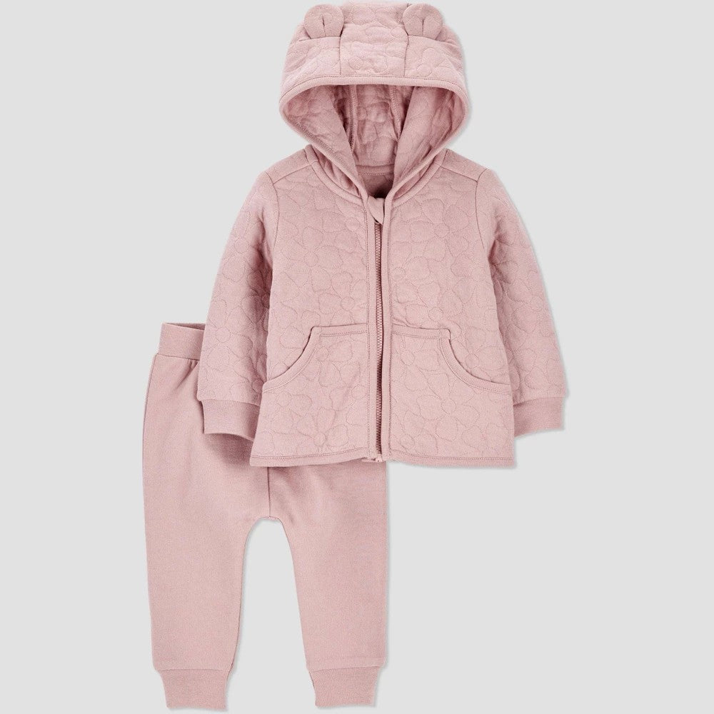 Carter's Baby Girls' 2pc Quilted Set - Pink 3M