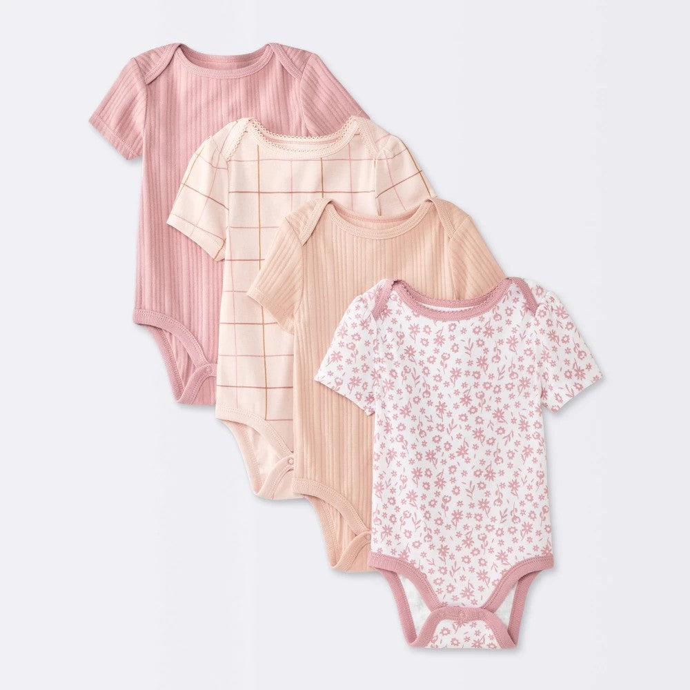 Cloud Island Floral Bodysuits 4-Pack, girl 0-3M