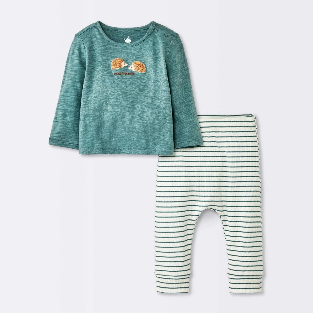 Cloud Island Baby Boys' Hedgehog Jogger Set Teal 3-6M