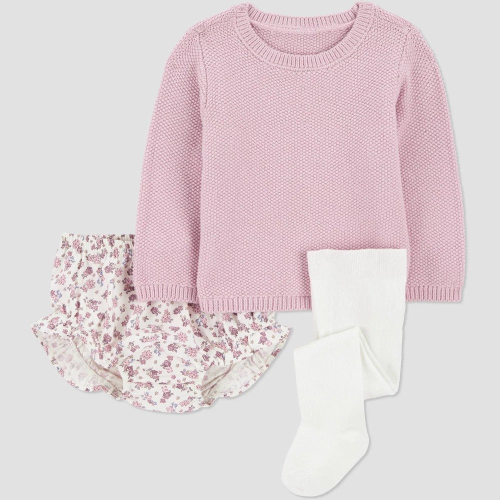 Carter's Baby Girls' 3pc Floral Sweater Set - Size 3M