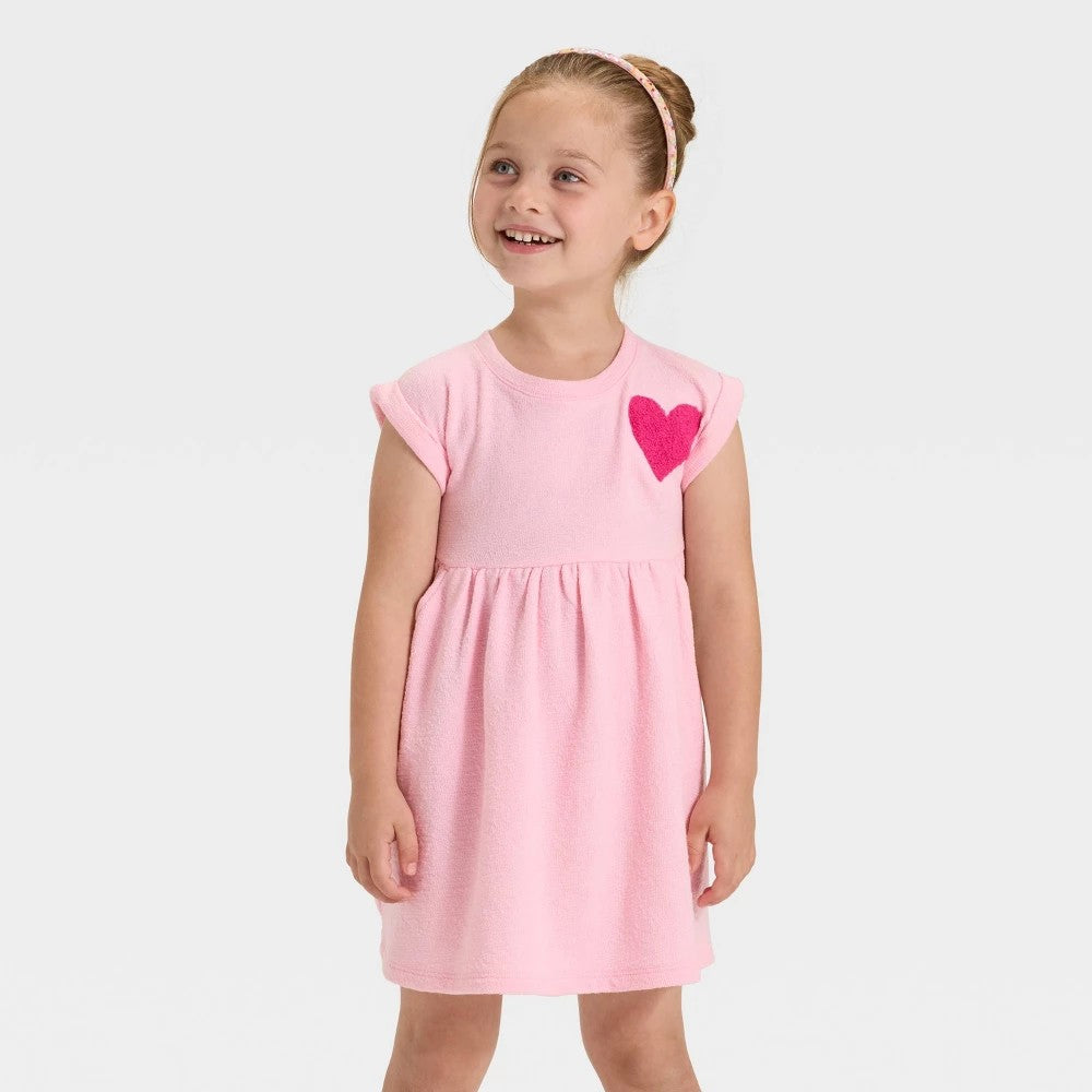 Cat & Jack Toddler Girls' Heart Knit Dress Light Pink 2T