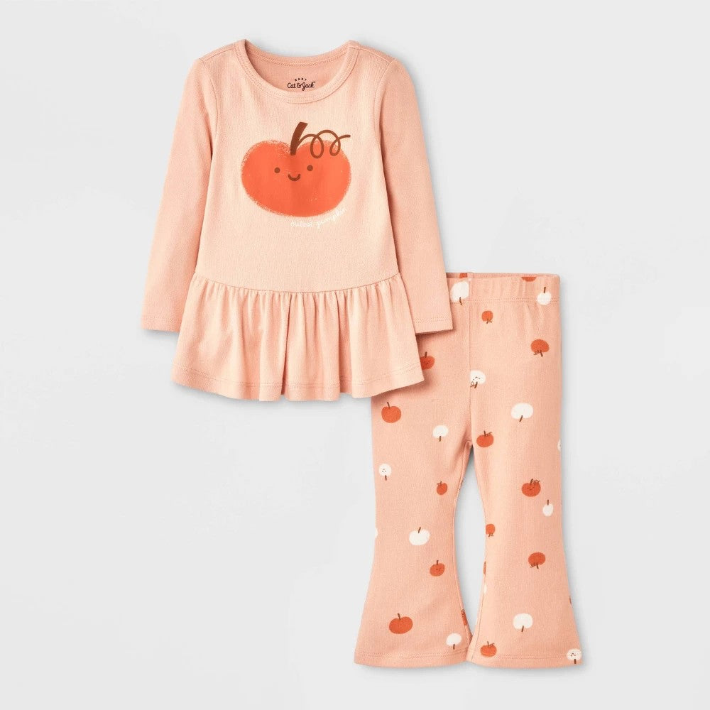 Cat & Jack Newborn Halloween Pumpkin Peplum Set girl