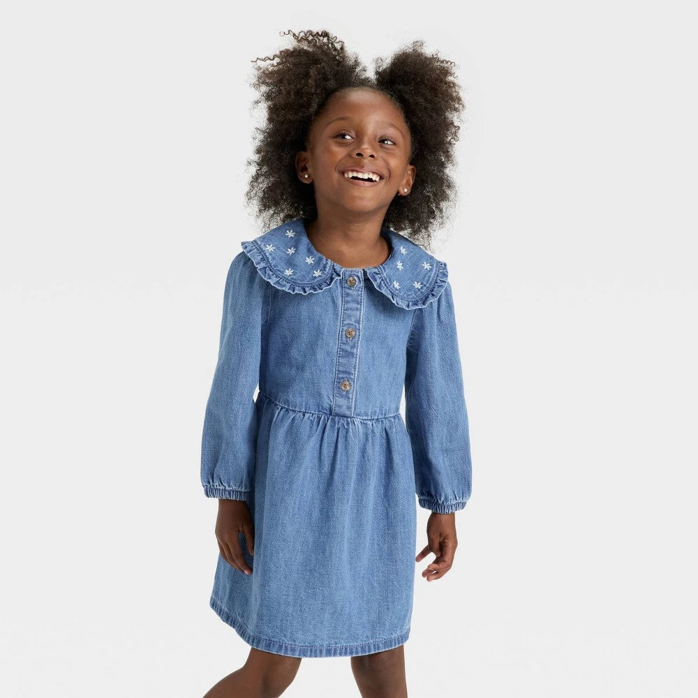 Cat & Jack Girls' Denim Dress Wash 12M