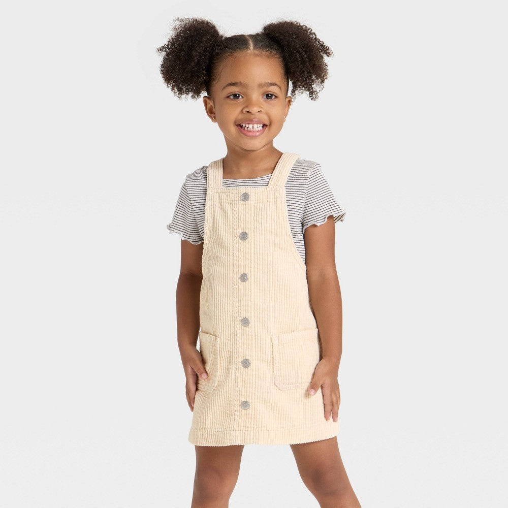 Toddler Girls' Corduroy Skirtalls - Cat & Jack Cream 3T