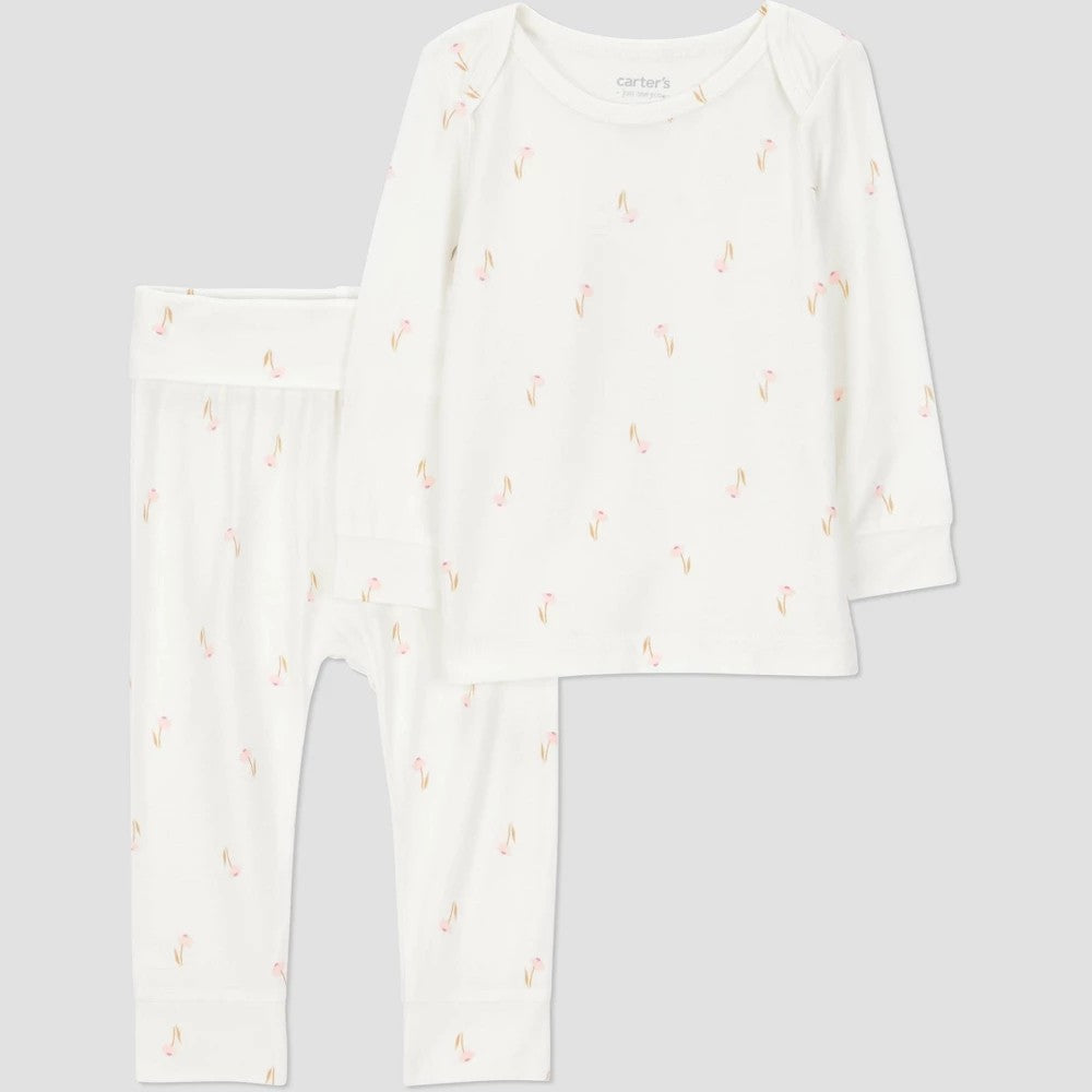 Carter's Baby Girls' 2pc Floral Top & Bottom Set 9M Ivory