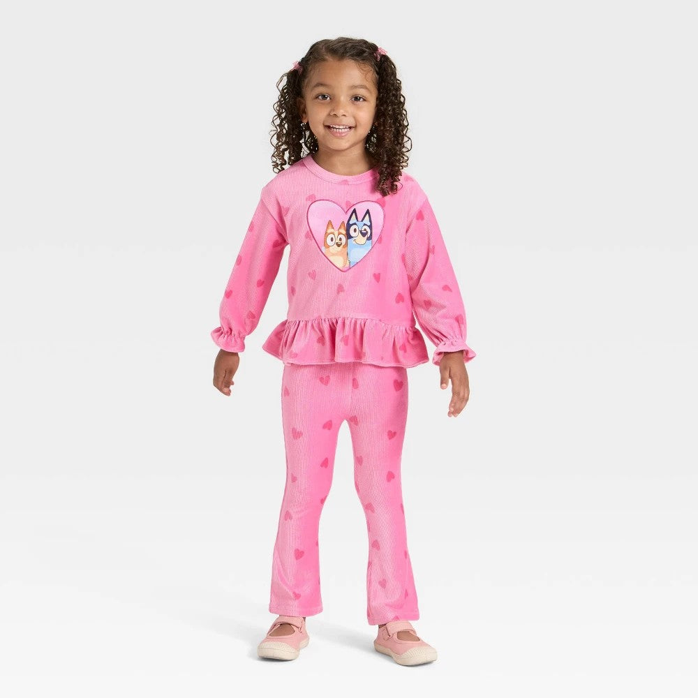Bluey Toddler Girls' Velour Top and Pants Set 5T Pink
