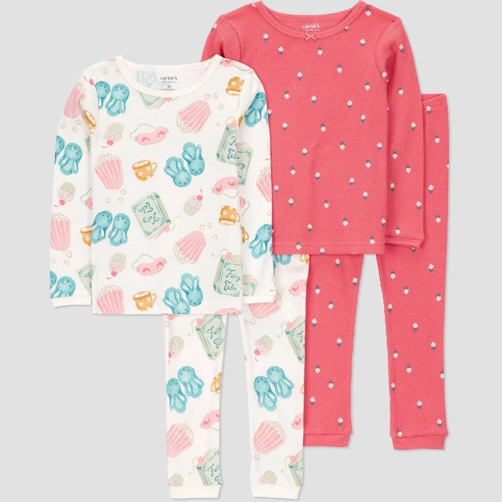 Carter's Toddler Girls' 4pc Pajama Set Ivory/Rose 5T