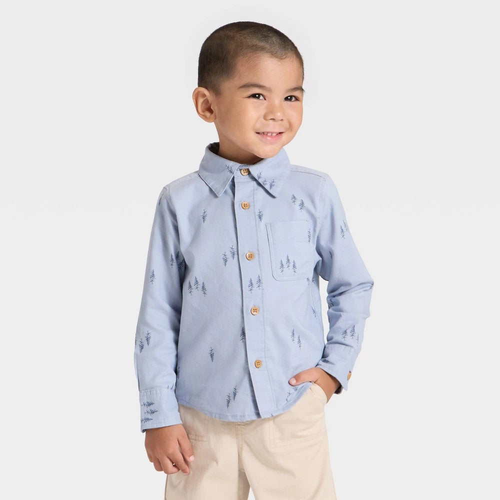 OshKosh B'gosh Toddler Boys' 4T Blue Trees Woven Shirt
