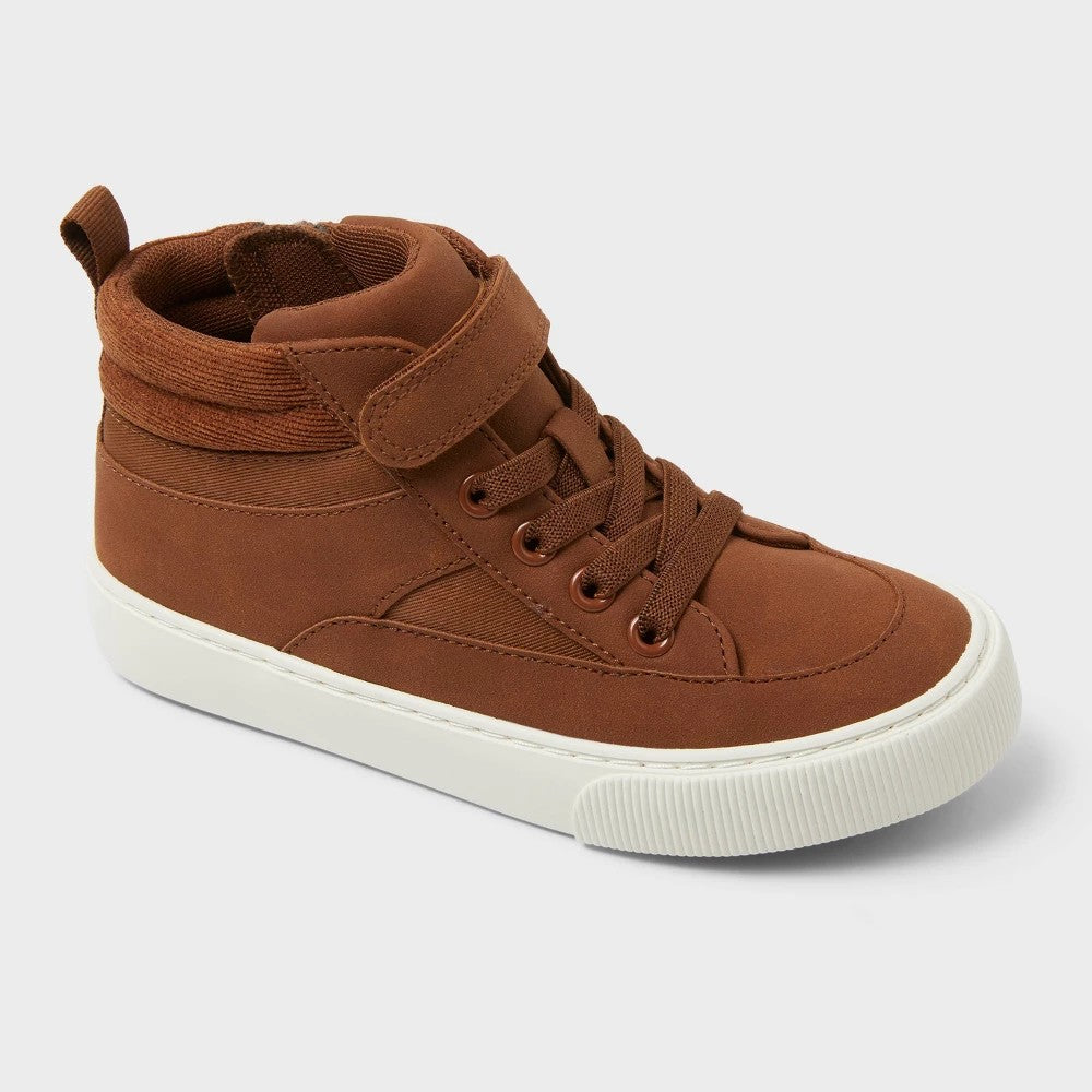Kids' Robert Sneaker Boots - Cat & Jack™ Cognac 2: Zipper Closure, Padded Collar, Adjustable Strap, Medium Width - Boy