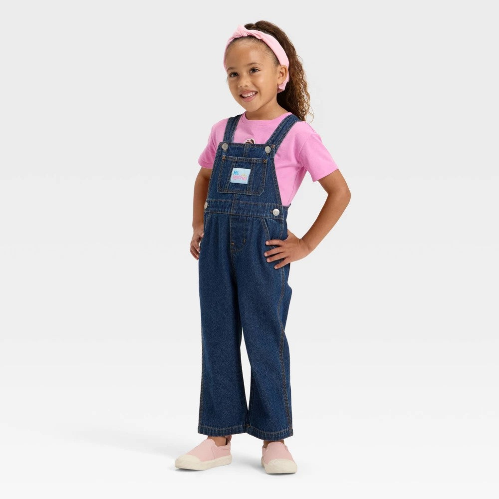 Ms. Rachel Toddler Girls' 3T Denim Overalls & T-Shirt Set