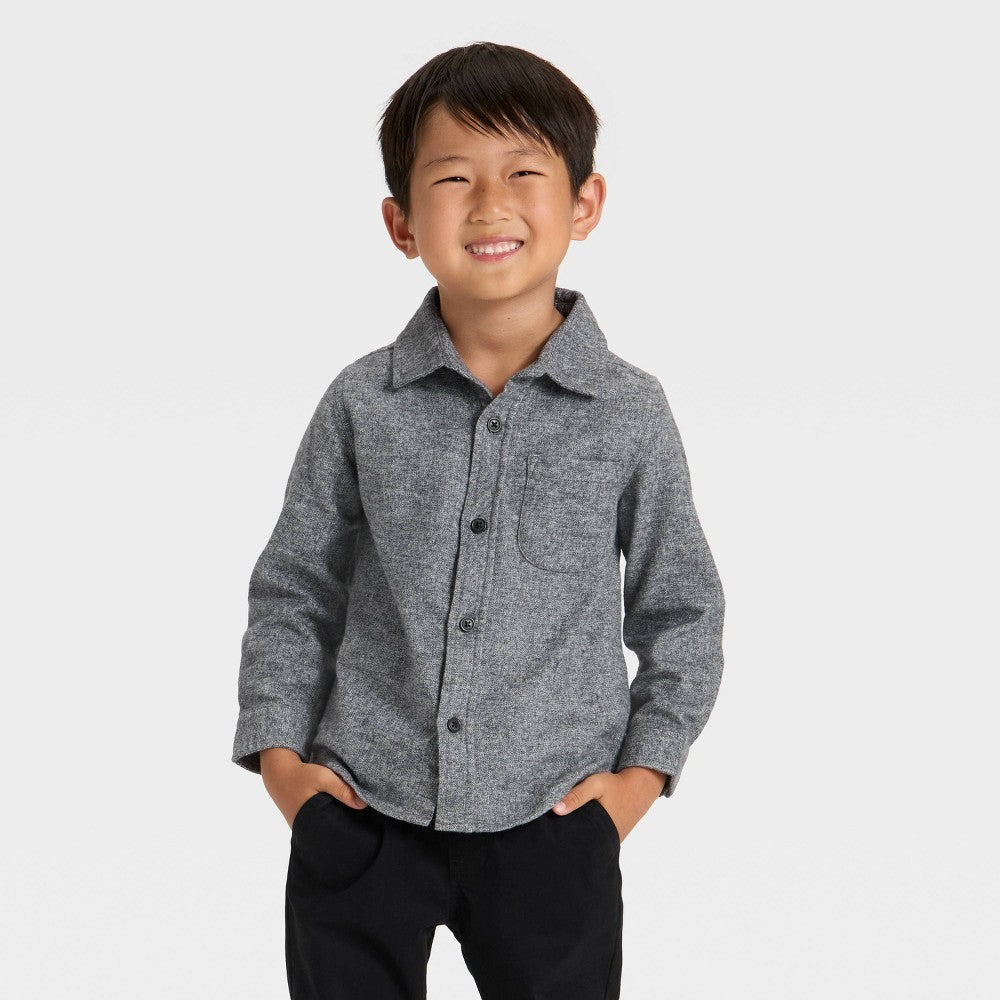 Cat & Jack Toddler Boys' Gray Woven Shirt 18M