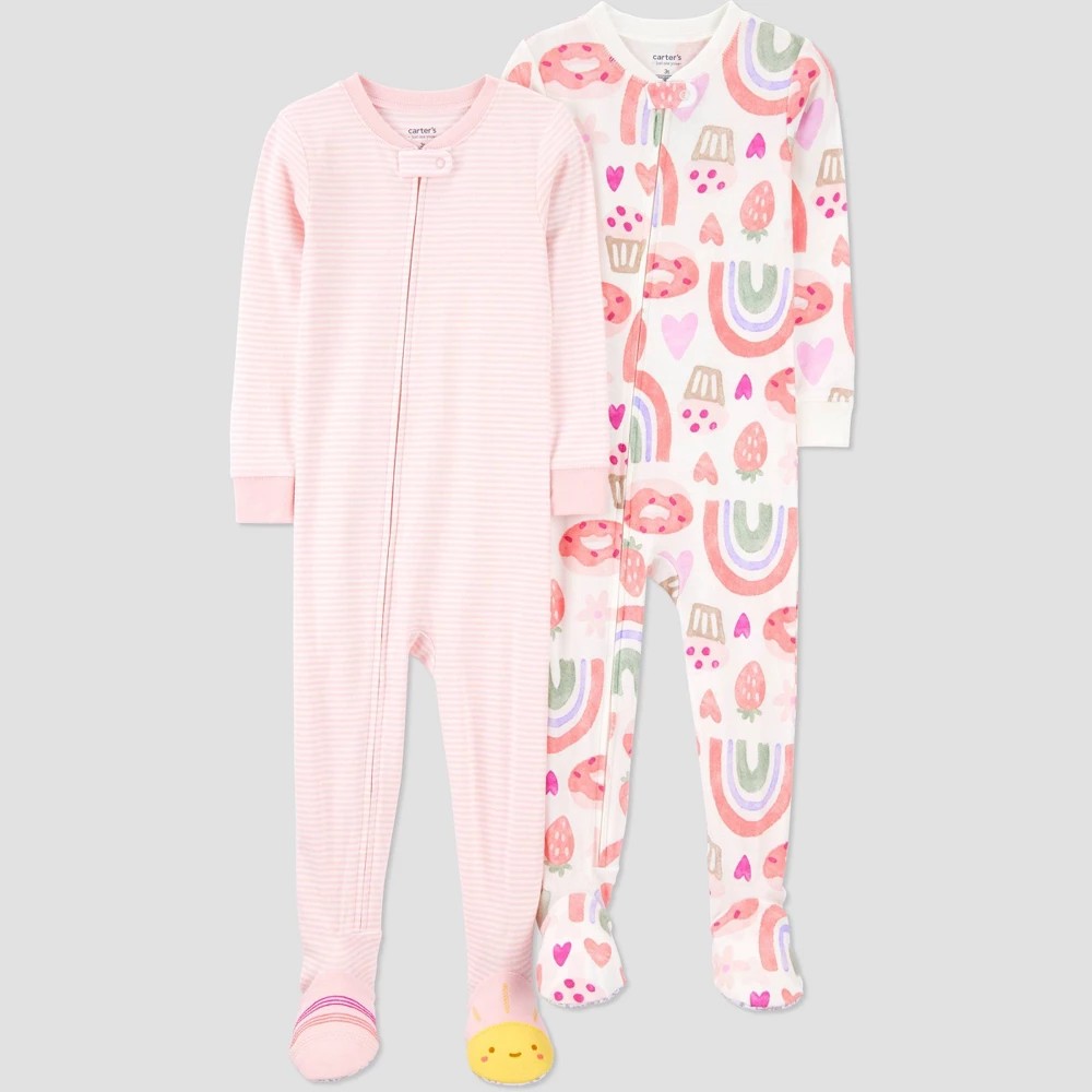 Carter's Toddler Girls' 2T Long Sleeve Footed Pajamas Pack of 2