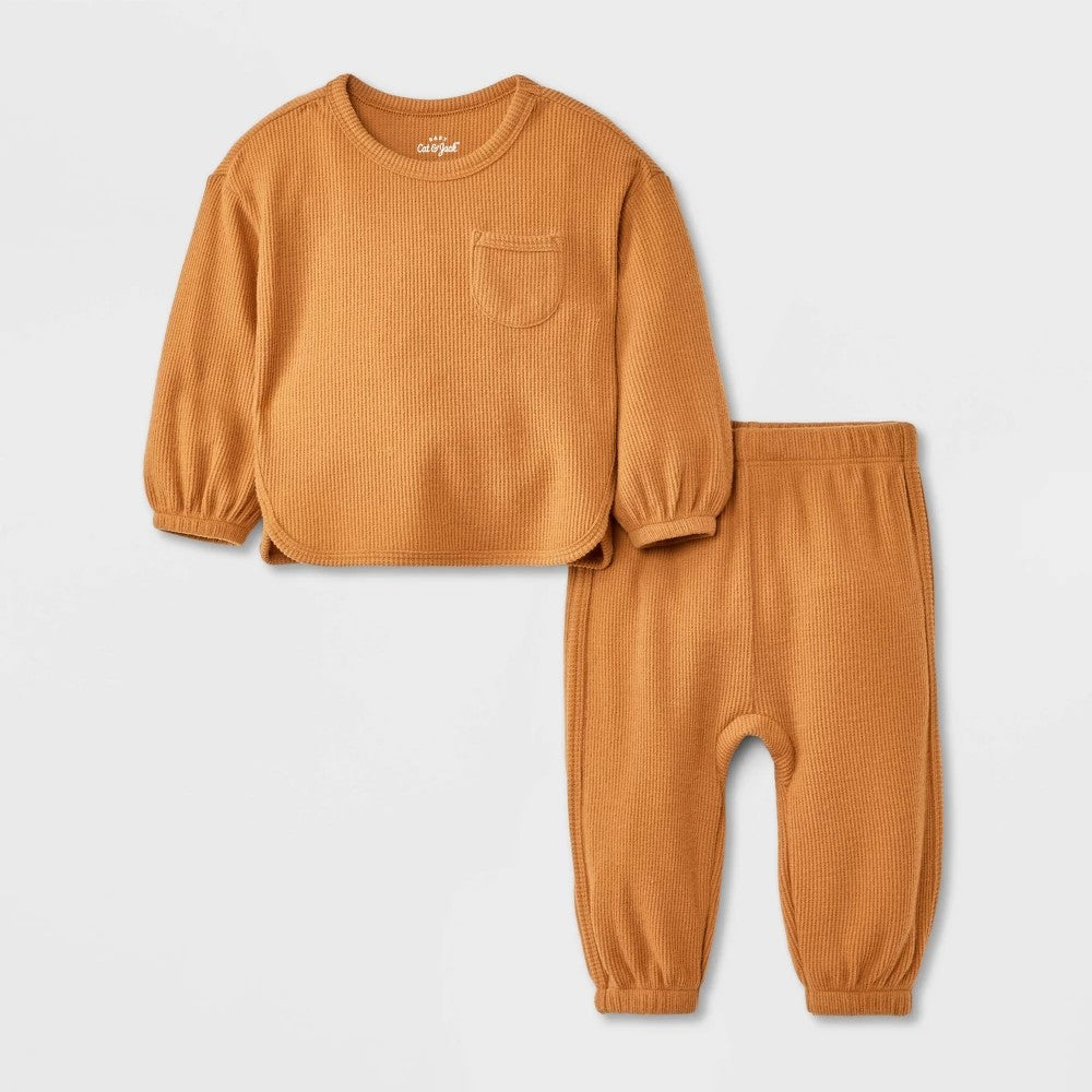 Cat & Jack Baby Boys' Thermal Set, Brown 0-3M