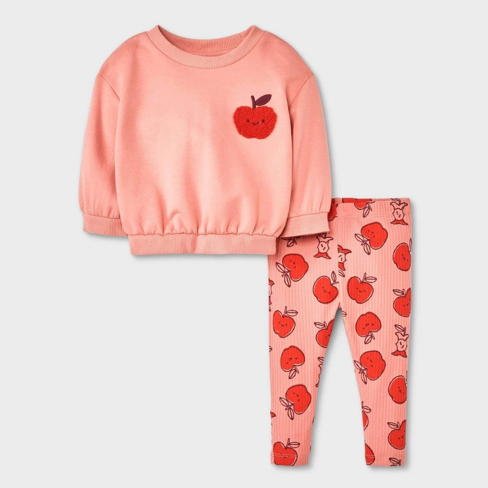Cat & Jack Baby Girls' Apple Fleece Set, Pink 18M