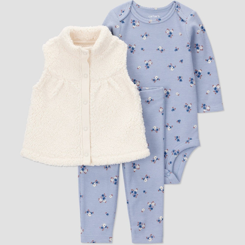 Carter's Baby Girls' 3pc Floral Set - Blue 6M