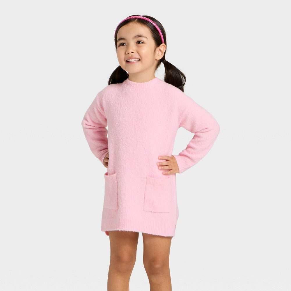 Cat & Jack Toddler Girls' Long Sleeve Dress - Light Pink 5T
