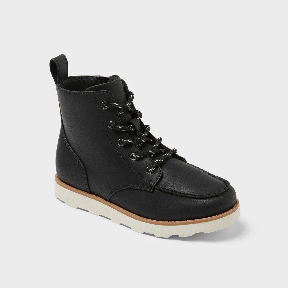 Cat & Jack boys Bosley Mock Toe Boots Black Size 5