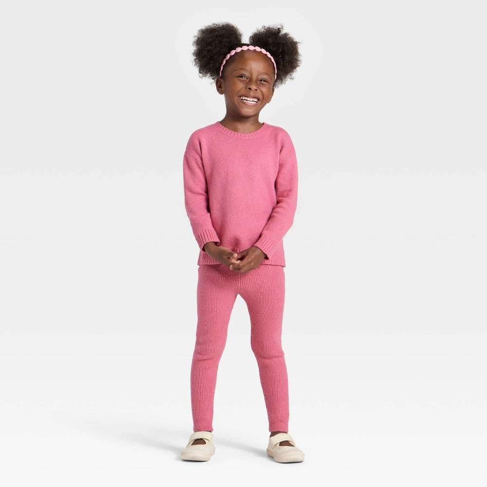 Cat & Jack Toddler Girls' Sweater Set Rose Pink 18M