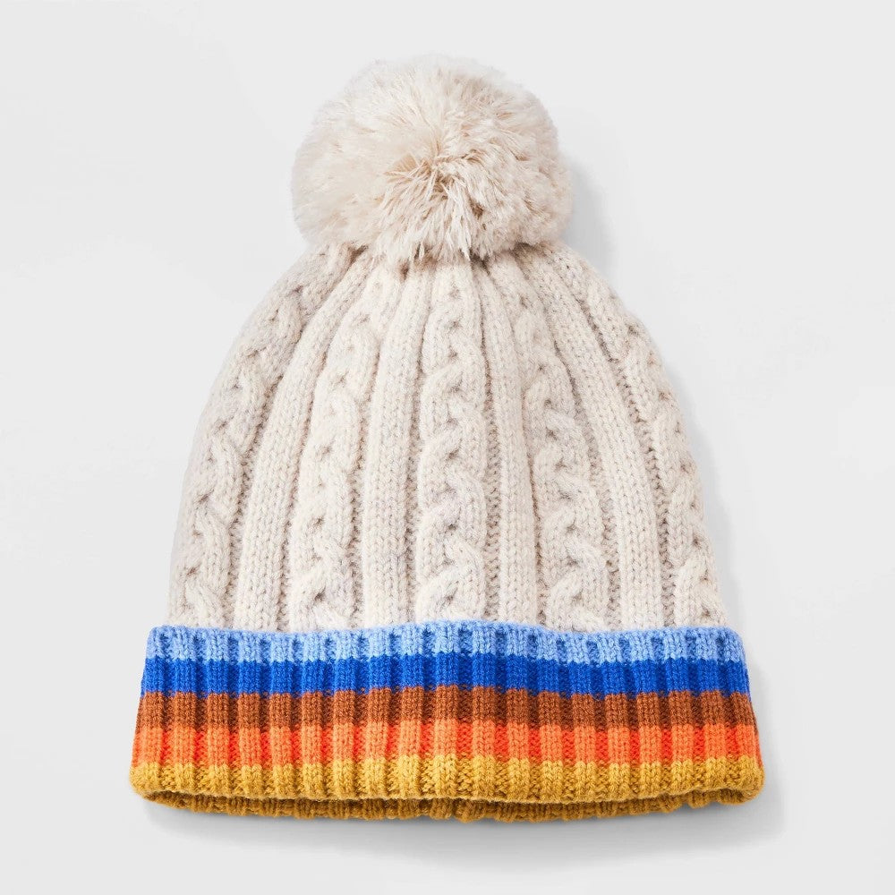 Cat & Jack Toddler Boys' Cable Knit Striped Beanies 2T-5T