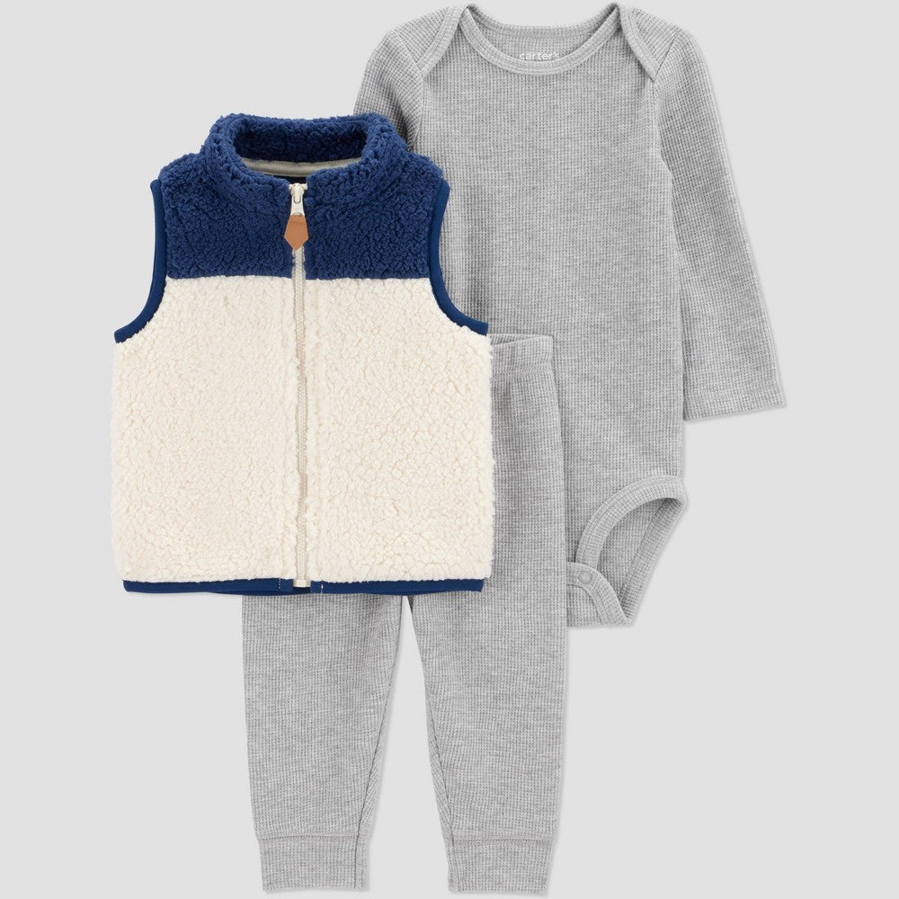 Carter's Baby Boys' 3pc Bodysuit, Pants, Vest Set -Size 18M