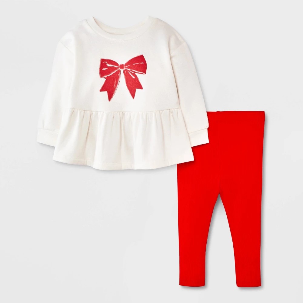Cat & Jack Baby Girls' 2pc Fleece & Gingham Set 3-6M