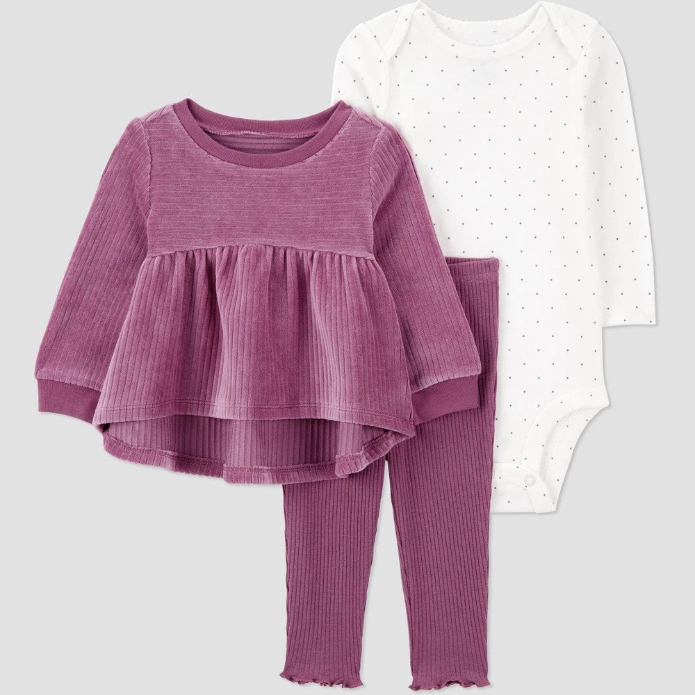 Carter's Girls' 3pc Set - Sweatshirt, Bodysuit, Leggings 9M
