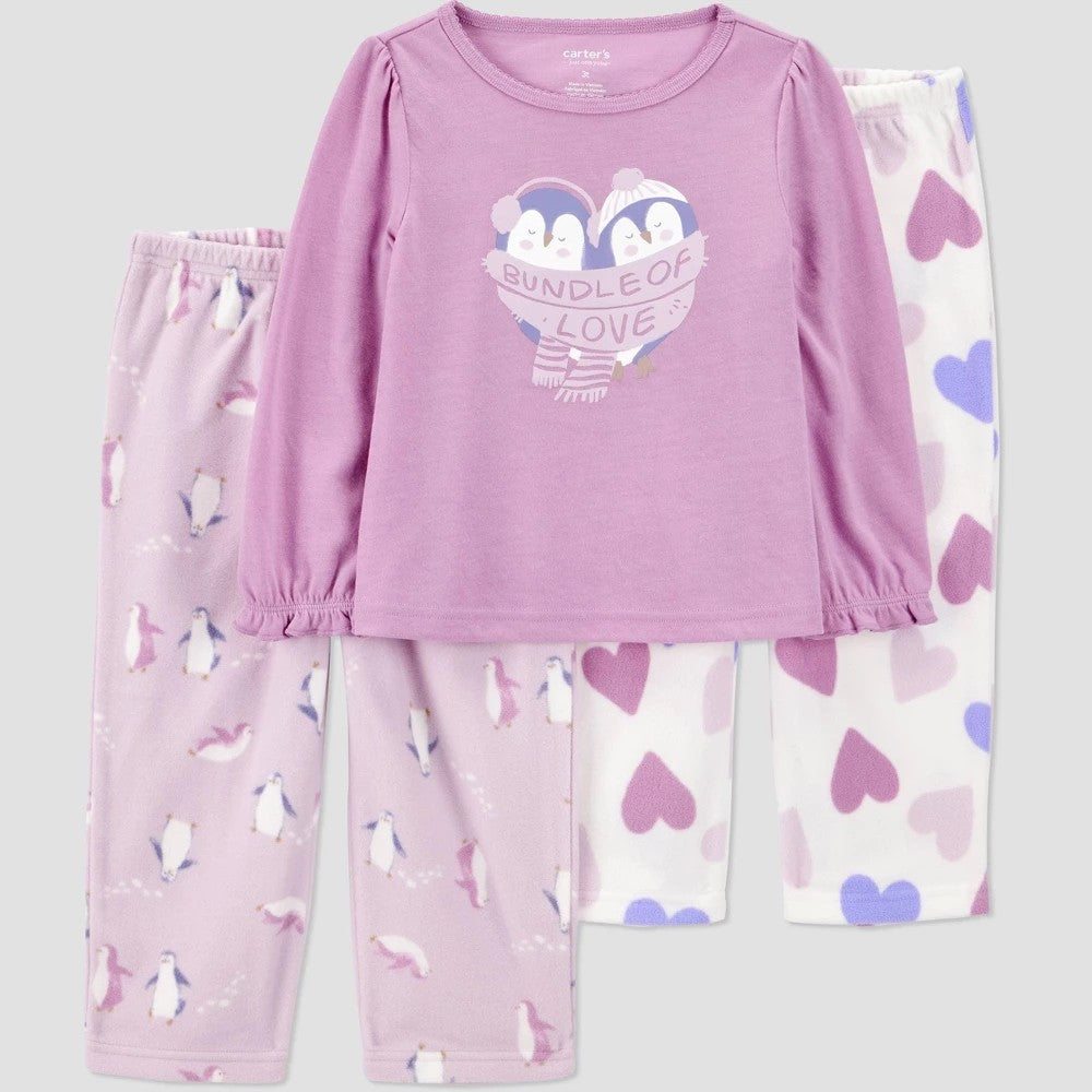 Carter's Toddler Girls' 3pc Penguin Fleece Pajama Set 2T