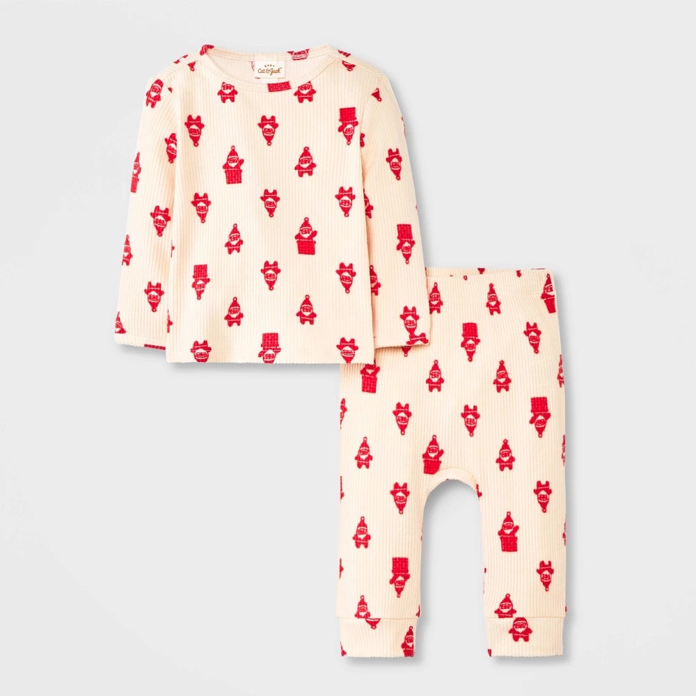 Cat & Jack Baby Boys' 2pc Christmas Santa Henley Set - 0-3M
