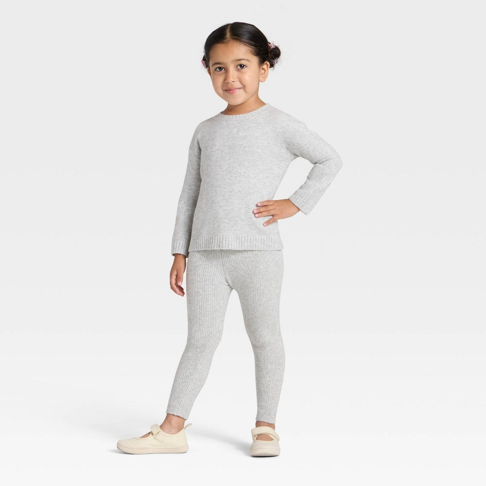 Cat & Jack Toddler Girls' Sweater Set - Light Heather Gray 5T