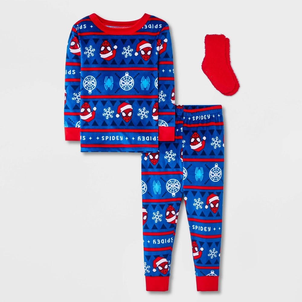 Spider-Man Toddler 2pc Pajama Set & Socks Blue 5T
